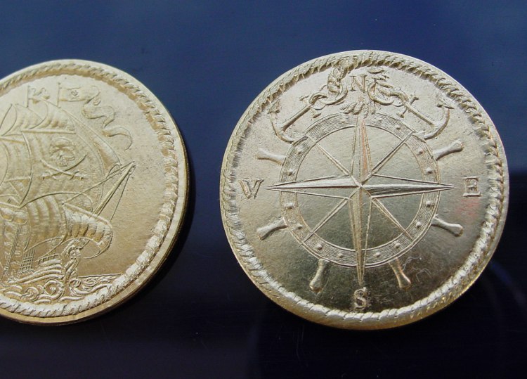 042-05 Námořnická pirátská mince přívěsek – Obrázok 3