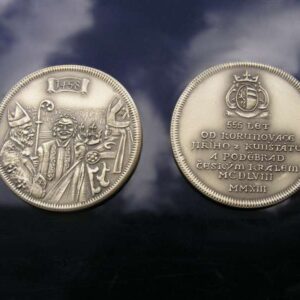 042-17 Korunovace Jiřího z Poděbrad - mosaz s patinou