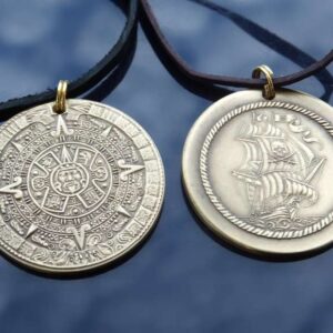 042-22 Medailon Aztécký kalendář mosaz patina