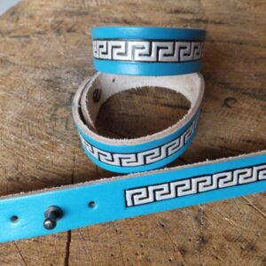 044-12 Kožený náramek - tyrkysový