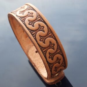 044-14 Kožený náramek - Rostlinný meandr