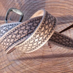 044-01 Kožený opasek – dezén košík s lanem XXL