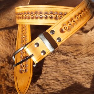 044-04 Kožený opasek s dekorativním pruhem XXL